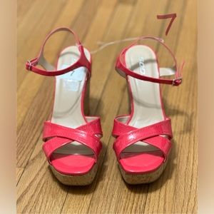 LADIES HOT PINK WEDGES